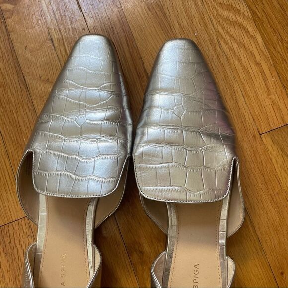 Via Spiga Women’s Allese Alligator Embossed d’Orsay Loafer Flats Silver Size 8 - Picture 12 of 16